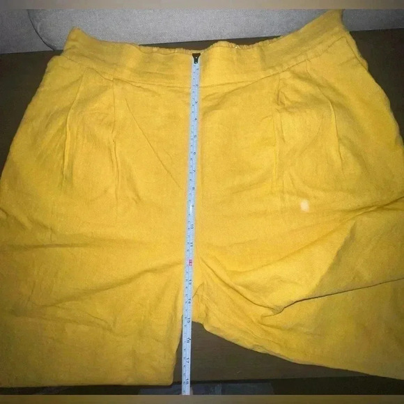 Chelsea & Theodore Linen blend Wide Leg cropped Pant Sz 12 Mustard - Picture 11 of 11